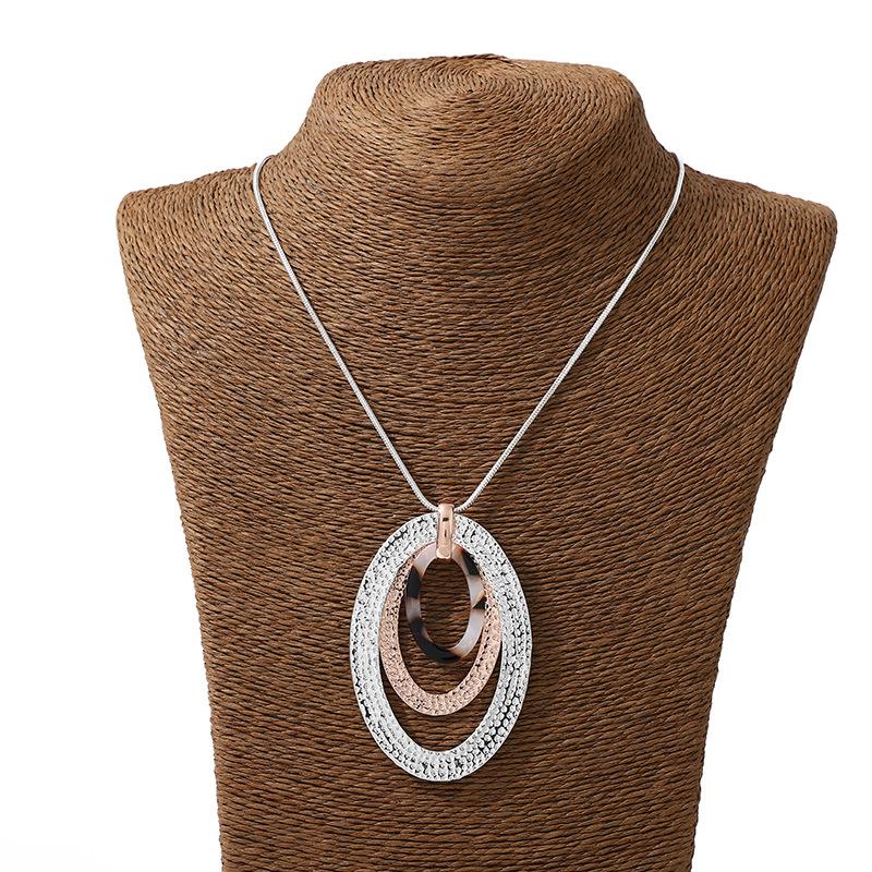 

Овальное ожерелье из тигрового сплава, модная длинная женская жемчужная цепочка для свитера