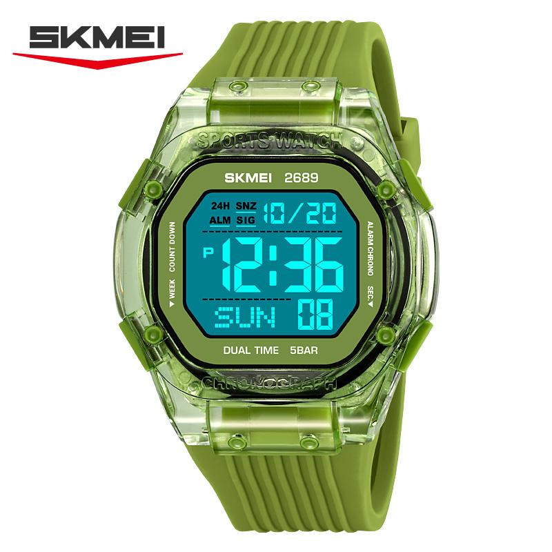 SKMEI 2689 Fashion Dynamic Student's Digital Watch Silicone Strap Waterproof Multifunction Sporty Student Electronic Watch Gift