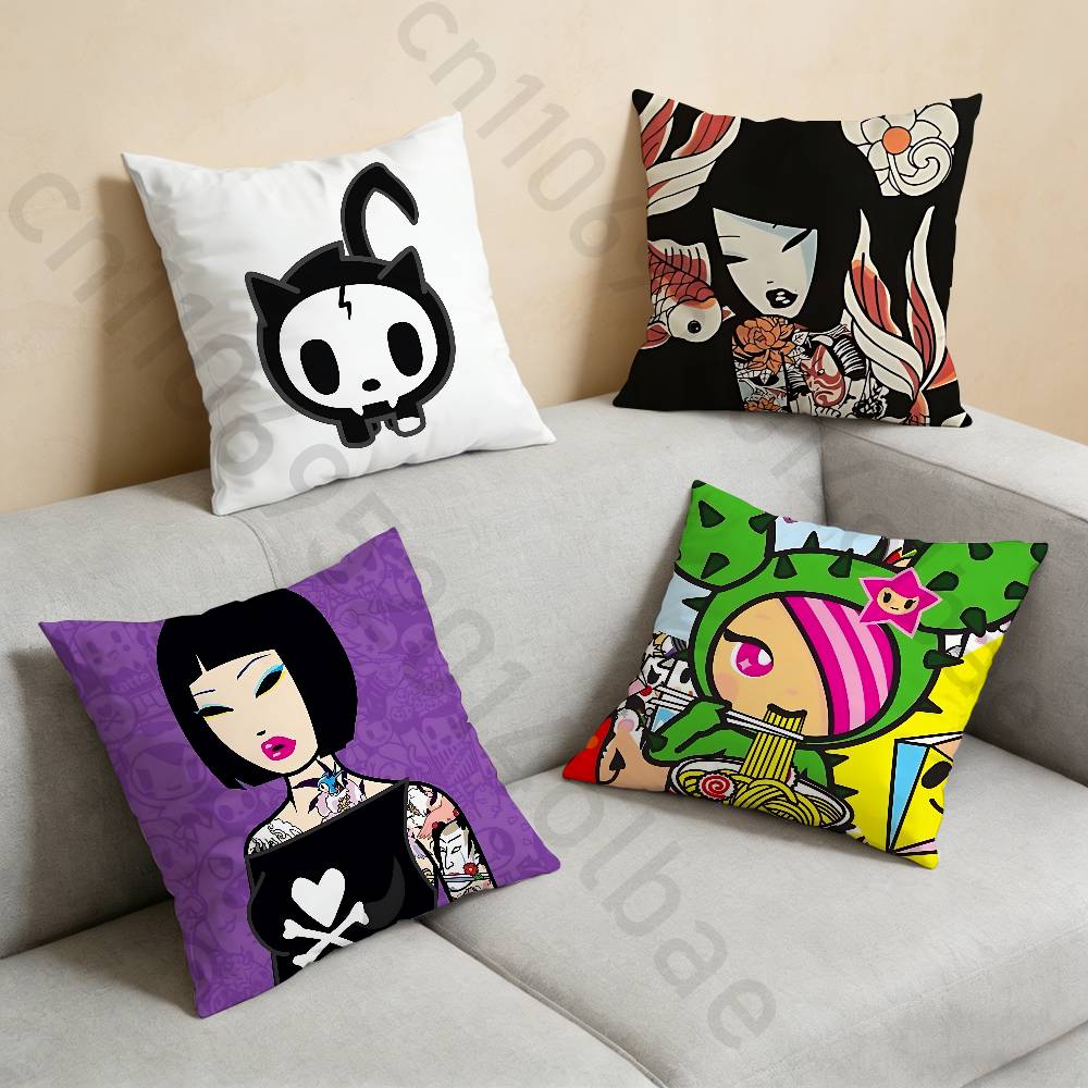 TTokidokiS Pillow Case Antidustmite Pillowcase Invisible Zipper Silky Short Plush Sofa Cushion Cover