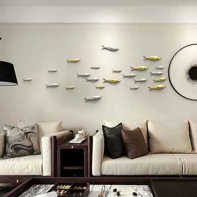 Kreative Wanddekoration Fische Heimdekoration Anhänger 3D Galvanisierte Fische Wandaufkleber Restaurant TV-Hintergrundwand Fisch