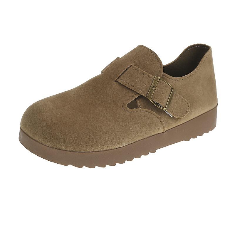 Thick-soled Autumn and Winter New Fashionable Lazy Shoes with Velvet To Keep Warm, One-pedal Rocking Shoes