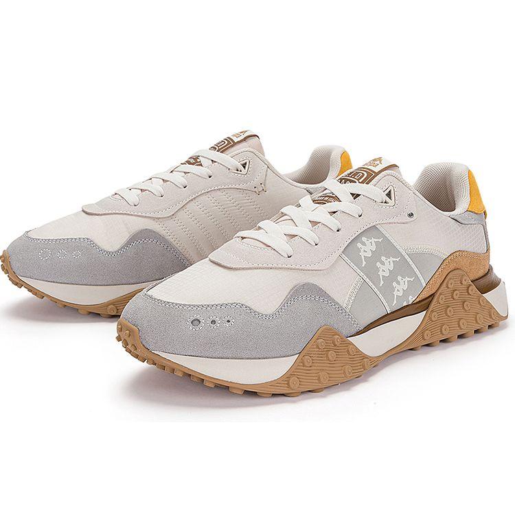 Kappa Casual Comfortable Fabric Two-Layer Cowhide TPU Non-Slip Shock Absorbing Low-Top Running Shoes Unisex sneaker Gray Brown K0DZ5MM07D-133