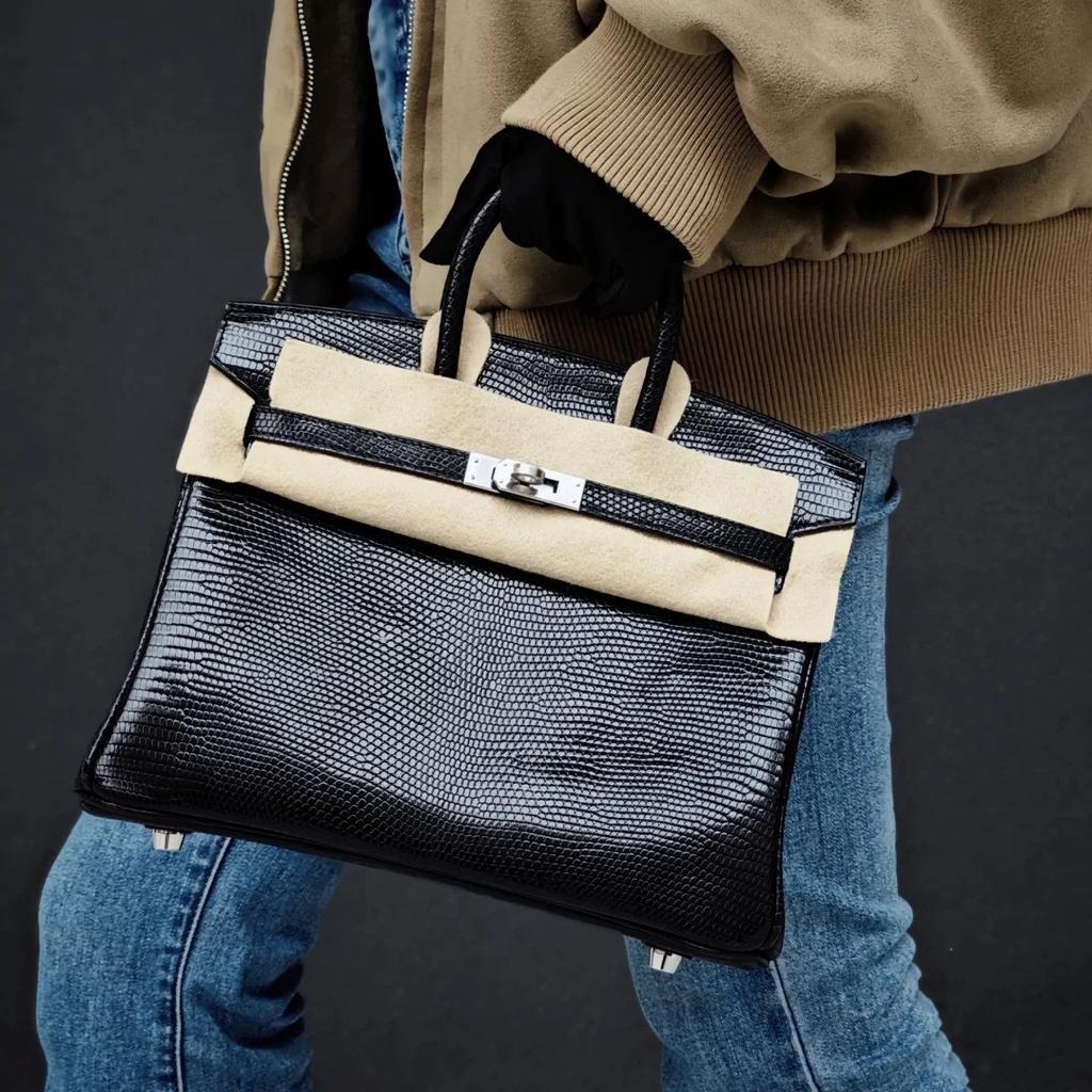 Haute Couture halbhandgefertigte Tasche mit Eidechsenmuster 25/30cm Echtleder Commuter-Tragetasche Damen große Kapazität