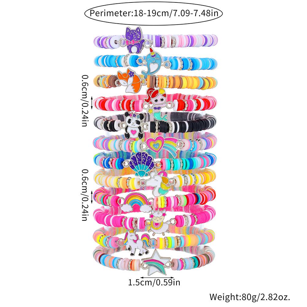 Rainbow Bead Bracelet Set: Colorful Kitten & Puppy Charms with Butterfly Accent - Perfect Gift for Best Friends, Women & Girls.