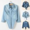 Giacca di jeans con nodo allacciato, lunghezza cropped, tipo corto, monopetto, allacciatura con lacci, camicia di jeans con nodo allacciato, jeans blu, cardigan, giacca da donna