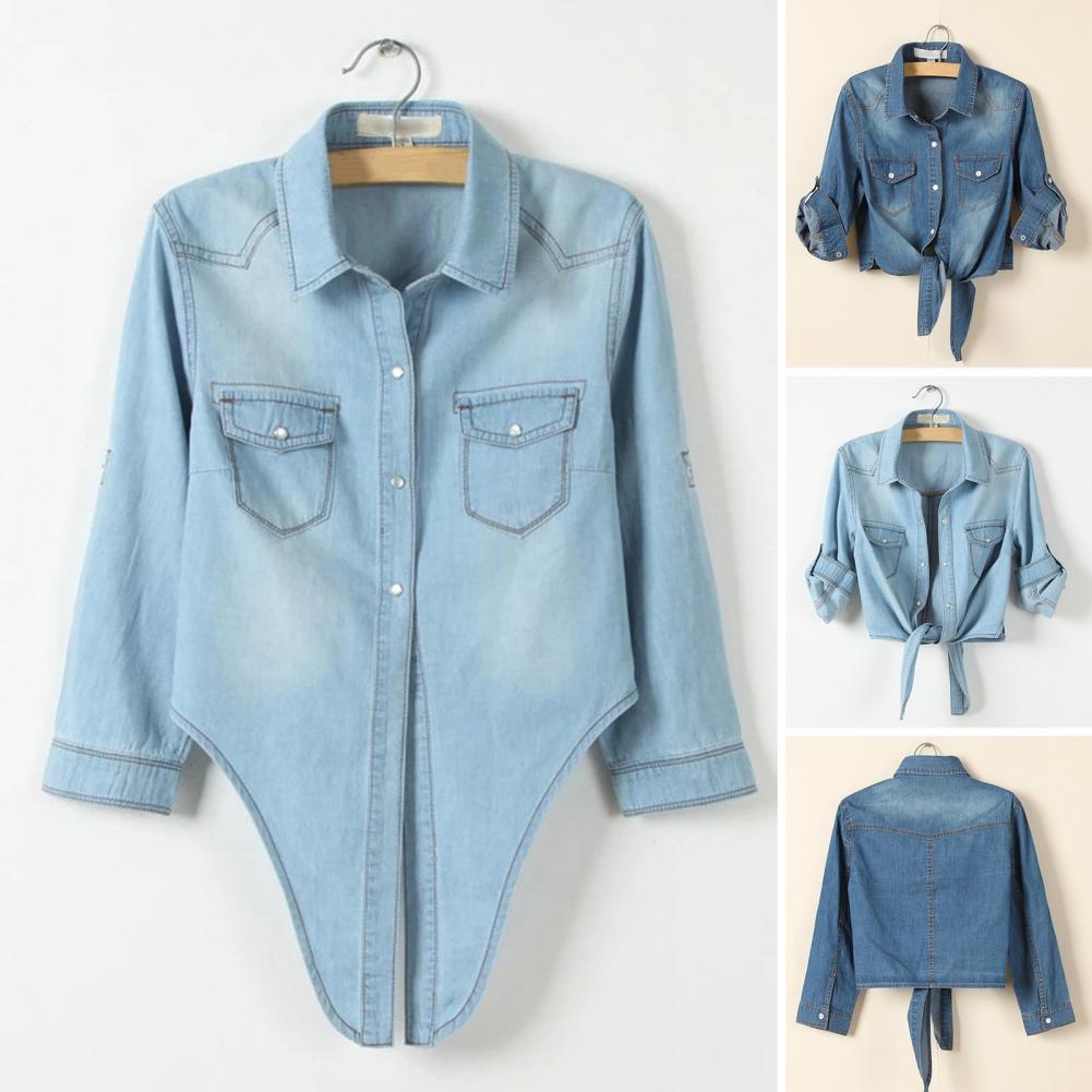 Giacca di jeans con nodo allacciato, lunghezza cropped, tipo corto, monopetto, allacciatura con lacci, camicia di jeans con nodo allacciato, jeans blu, cardigan, giacca da donna