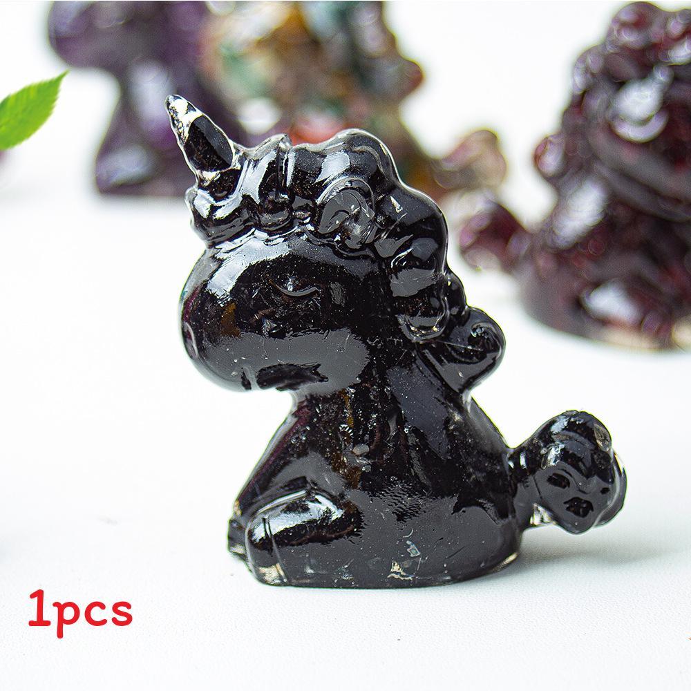 Unicorn Resin Figurine With Handcrafted Crystal Texture For Home Decor And Giftgiving
