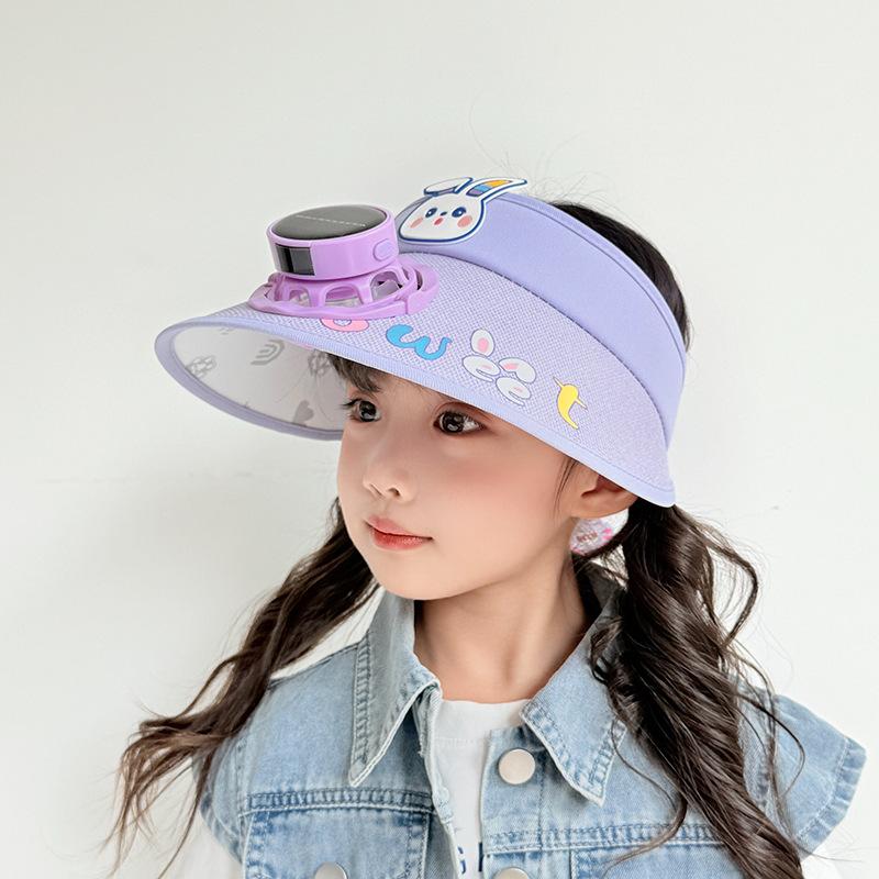 Solar Charging Fan Hat Children Summer Sun Protection Sun Hat Boy Girl Cartoon Sky Top Hat Sun Hat