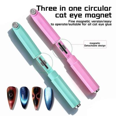 Multifunkční nástroj pro kočičí oko magnetické nehtové umění: 3v1 Odnímatelný kruhový design