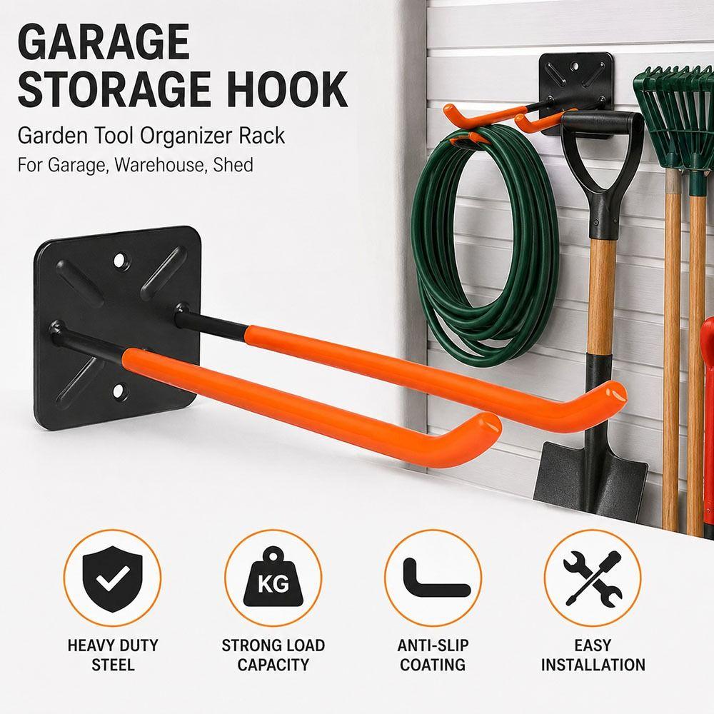 1Pcs Iron Garden Tool Organizer Screw Installation Wall Mounted Hook  for Shovel Rake Broom Hose