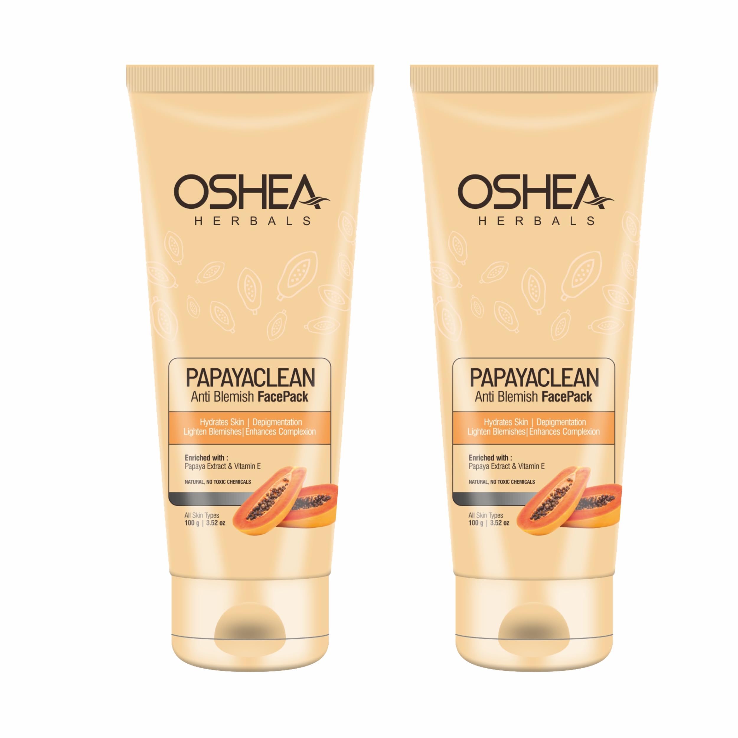 Oshea Herbals Papayaclean Anti Blemish Face Pack for All Skin Types | Hydrates Skin & Lightens Blemishes | Enriched with Papaya Extract & Vitamin E