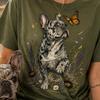 French Bulldog T-shirt, Floral Butterfly Dog Tee, Unisex Cotton Top