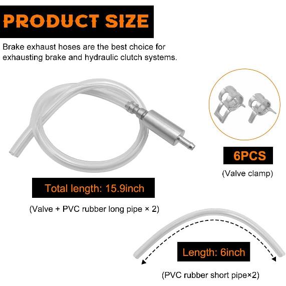 2 PCS Brake Bleeder Hose, One Way Check Valve Tube Bleeding Tool Kit for Motorcycle Clutch, Hydraulic Brake Fluid Bleeder Replacement Hose,