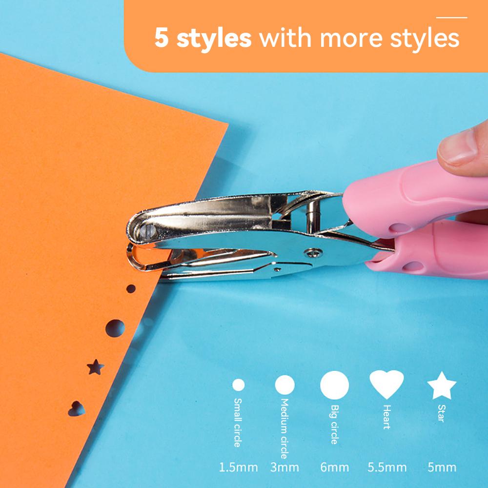 1.5/3/6mm Hole Puncher Portable Single Hole Punch Paper Material Scrapbooking Handheld Metal Craft Office Binding Tool Supplies