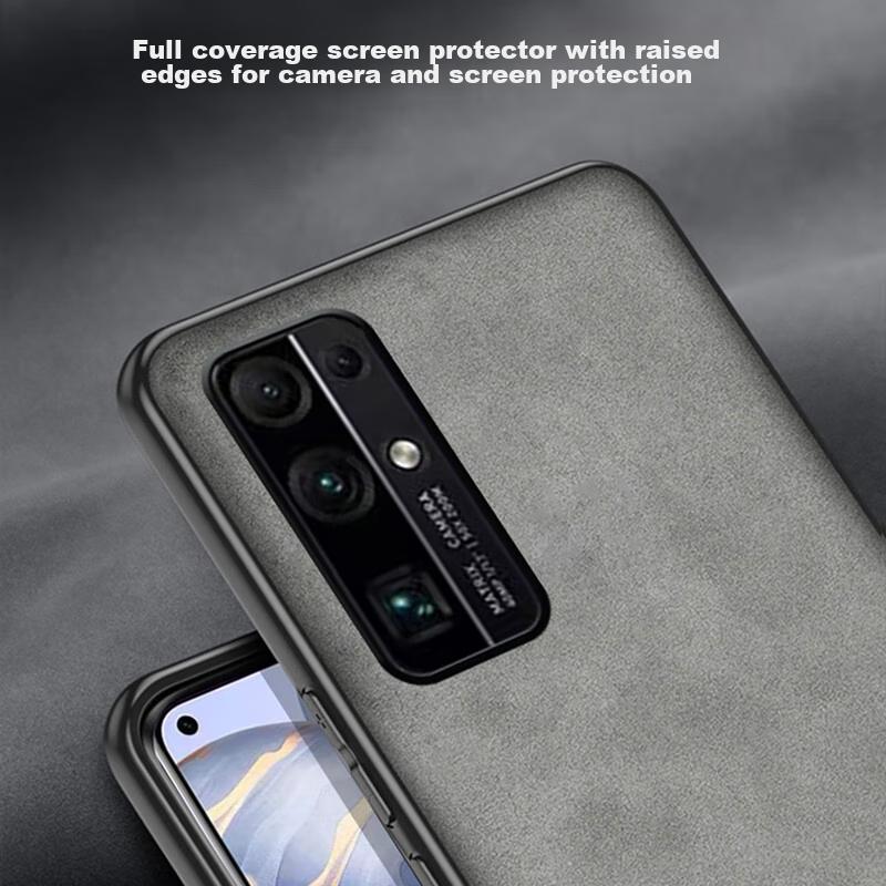 Honor 30 Phone Case, Honor 30 Full Lens Protection, Silicone Soft Edge, Shockproof, Ultra-Thin, Simple And Leather Texture Case, Quiet Black