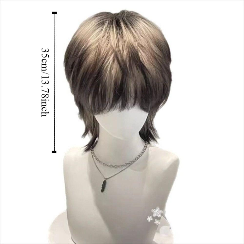 Handsome Anime Cos Wig Siamese Cat Short Gradient Hair Wolf-Tailed Mullet Head Wigs for Boys