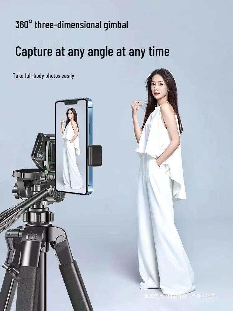 Selfie Stick Tripod with Stabilizer & Fill Light for Mirrorless Cameras and Phones - Perfect for Live Streaming & Outdoor Videos