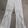 Retro Printed Wing Patch Women Jeans Punk Style Slim Fit Men and Women Bell Bottoms Floor Mopping Pants