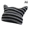 Japanese Streetwear Harajuku Beanie Little Devil Striped Knitted Hat Women Girls Autumn Winter Cute Cat Ears Cap