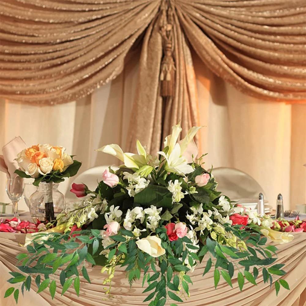 Long Silk Willow Leaves Real Touch Fake Plant  Wedding Party Decor