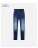 Classic and versatile letter logo: Spring washed and polished white retro trendy men's jeans