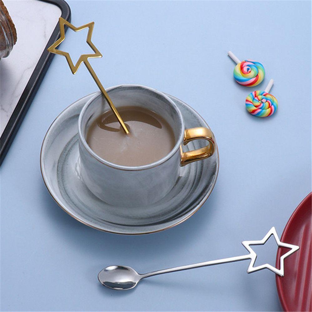 Creative Stirring Teaspoon Dessert Scoop Star Stainless Steel Milk Tea Stirrer Coffee Spoon