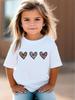 Leopard Heart Pattern Girls' T-Shirt, Short-Sleeved, Ages 1-8
