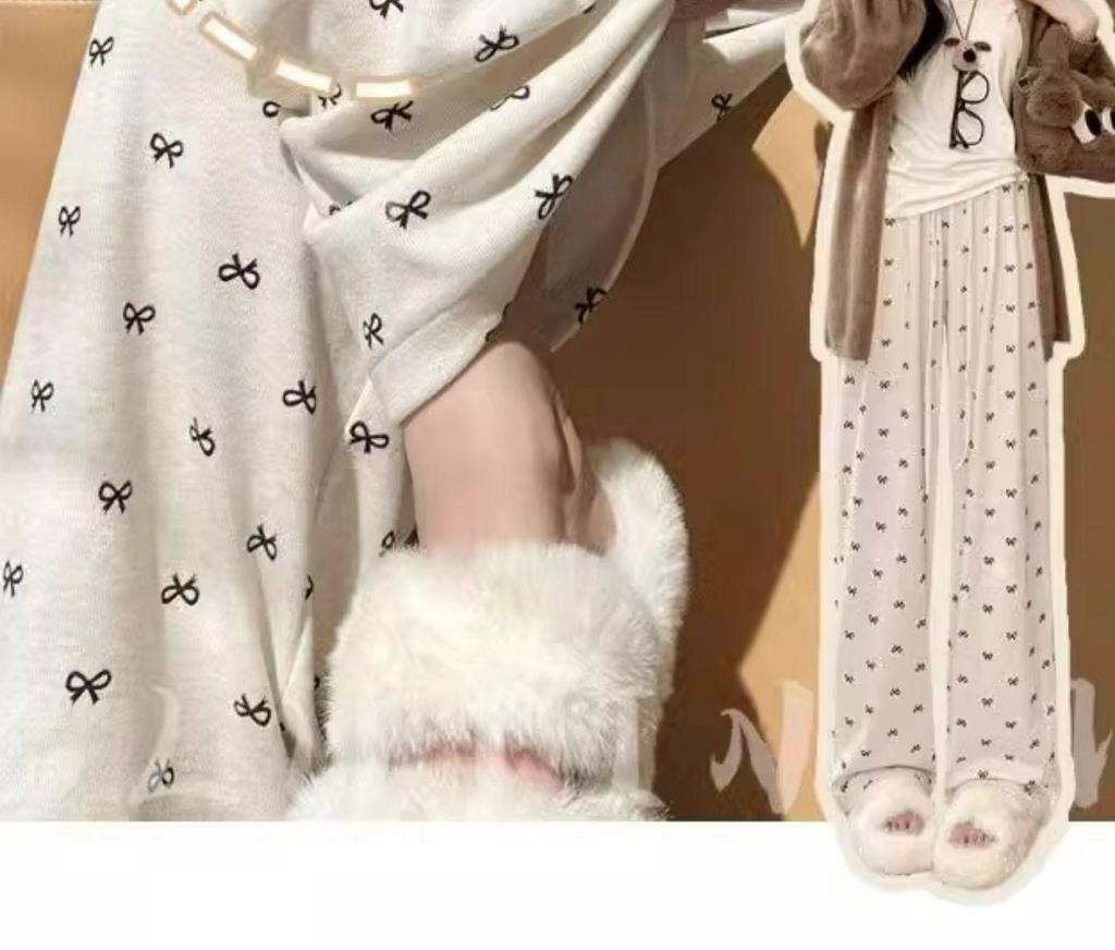 2025 Women's High Waist Soft Wide-Leg Pants with Bow, Slimming Fit, for Spring & Autumn