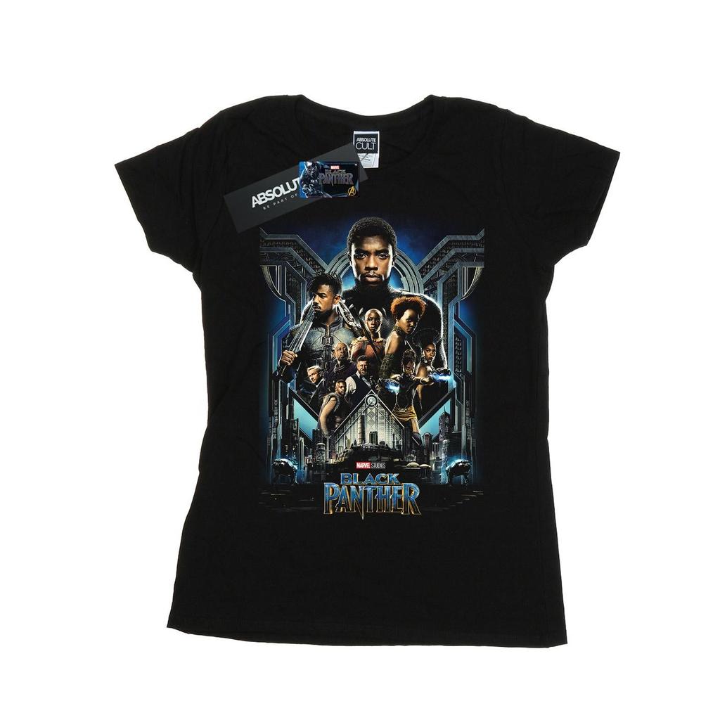 Marvel Womens/Ladies Black Panther Movie Poster Cotton T-Shirt