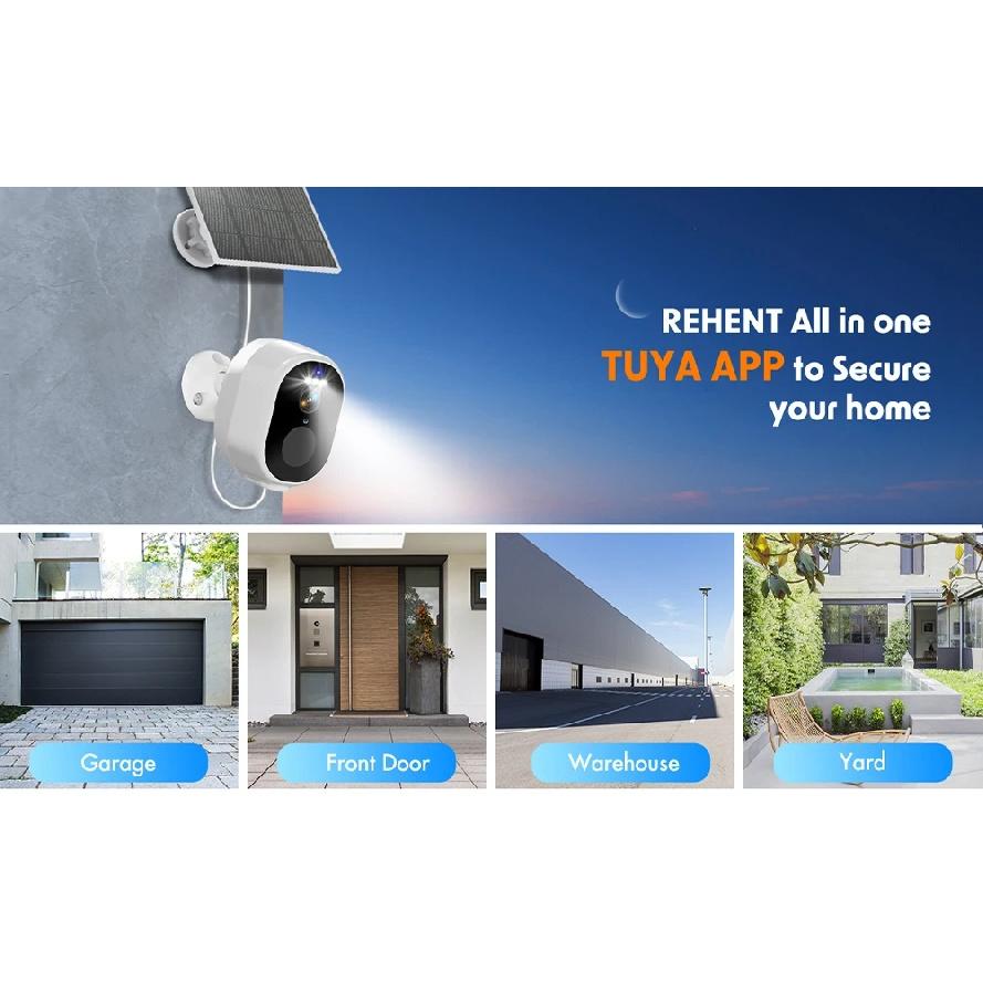 4MP Tuya Smart Wireless WiFi +BLE Outdoor Battery Solar Powered Spotlight Human Detection Surveillance CCTV IP Network Camera 2K