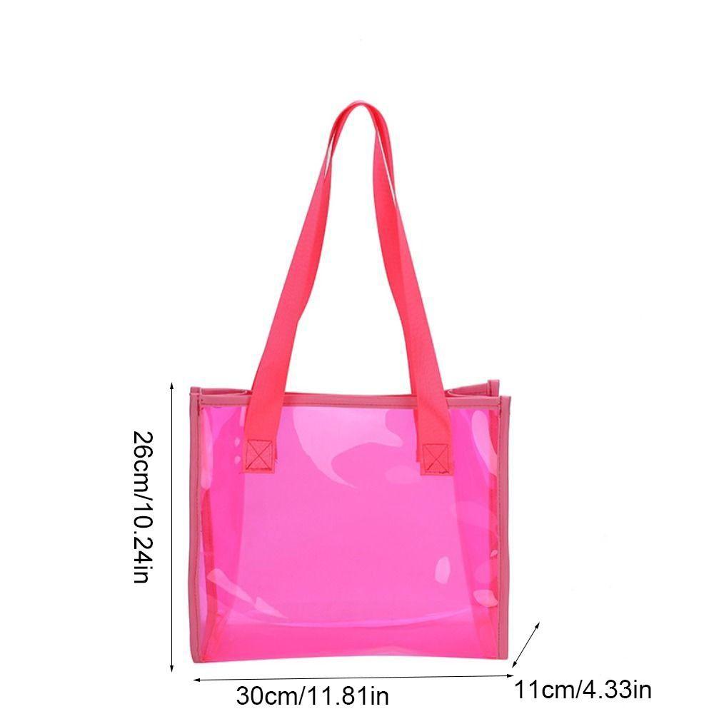 Large Capacity Waterproof Shoulder Bag Candy Color PVC Tote Bag Casual Transparent Handbag  Sports