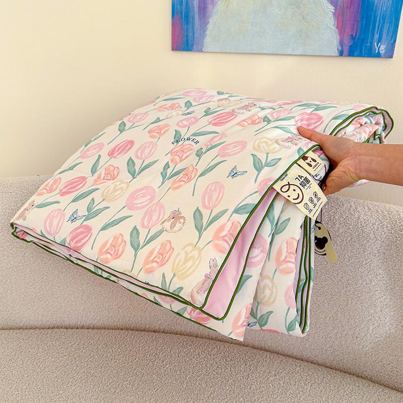 Class A Washed Cotton Double-Layer Gauze Soybean Fiber Summer Quilt – Cool, Airy, Machine Washable, Ideal for Air-Conditioning.