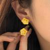Retro brushed lily flower earrings for women new in fashion micro inlay diamonds luster earings stud wedding fine