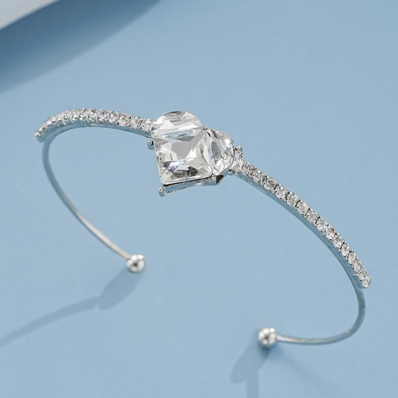 Bling White Zircon Bracelet Necklaces for Women Heart-Shaped Pink Crystal Pendant Necklace Women's Jewelry Set Exquisite Gifts