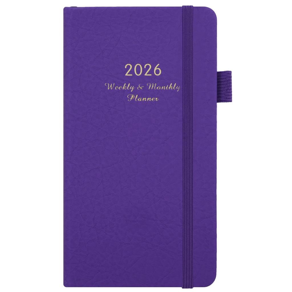 Pocket Weekly Planner 2026 Imitation Leather Cover Portable English Notebook for Gift Planning Efficiency Schedule in Stock