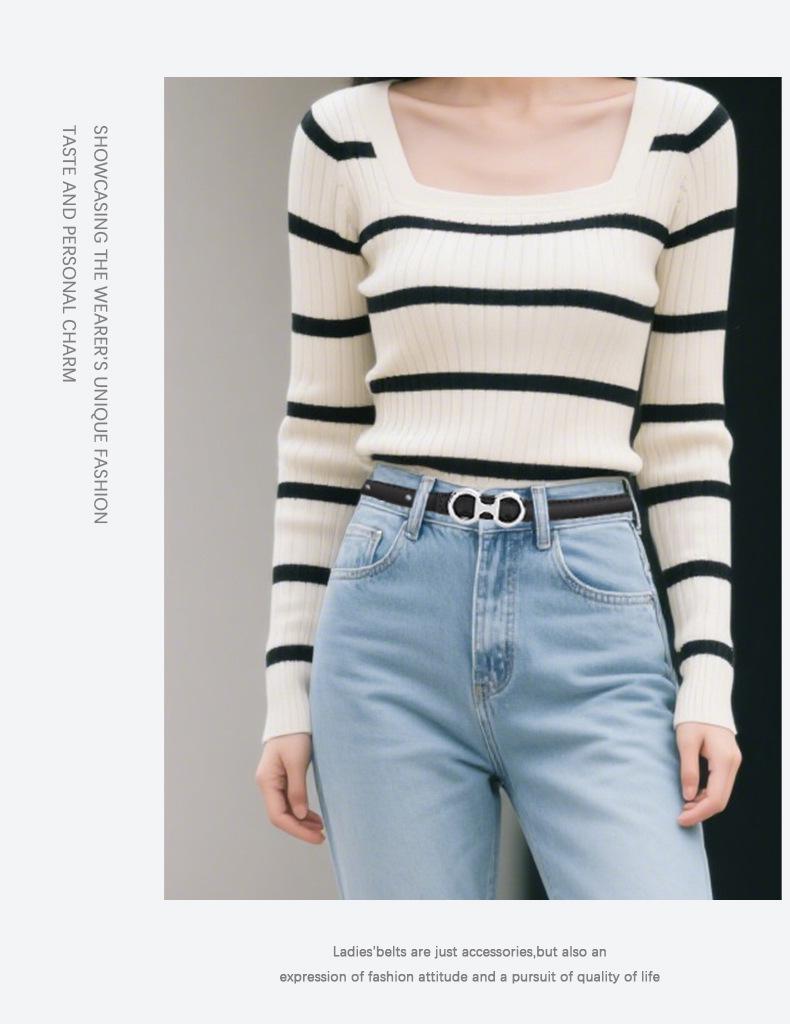 Cintura da Donna in Vera Pelle con Fascia Sottile - Accessorio di Moda Versatile per Pantaloni Eleganti
