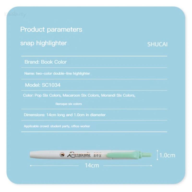 6 Colors Push Button Highlighter Pen Multicolor Kawaii Highlighter Anti-Dry Ink Student Stationery Coloring Hand Account
