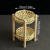 1set Multi Layered Basket Rustic Wooden Frame Fruit Basket For Home Kitchen Bamboo Weaving Basket Small 18/20cm