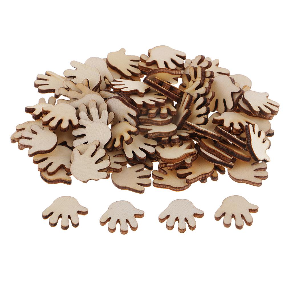 100 Pieces Wood Cutouts Hand Shapes Wooden Embellishment Crafts
