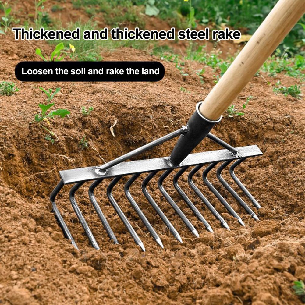 Vegetable Field Rake Steel Garden Weeding Rake Heavy-duty Steel Weeding Rake Hand Weeder Set for Gardening Vegetable Field Soil