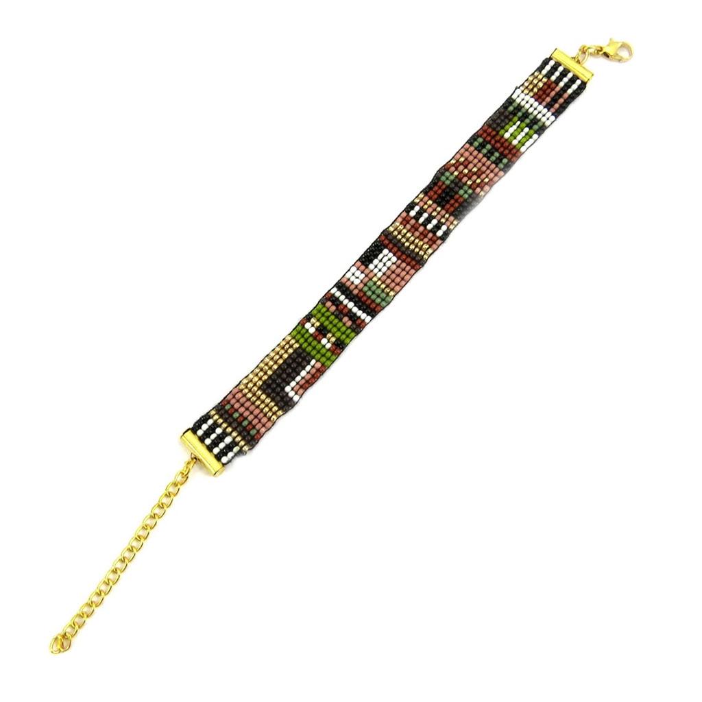 Les Trésors De Lily [L5782] - Bracelet ethnique 'Katmandou' vert marron