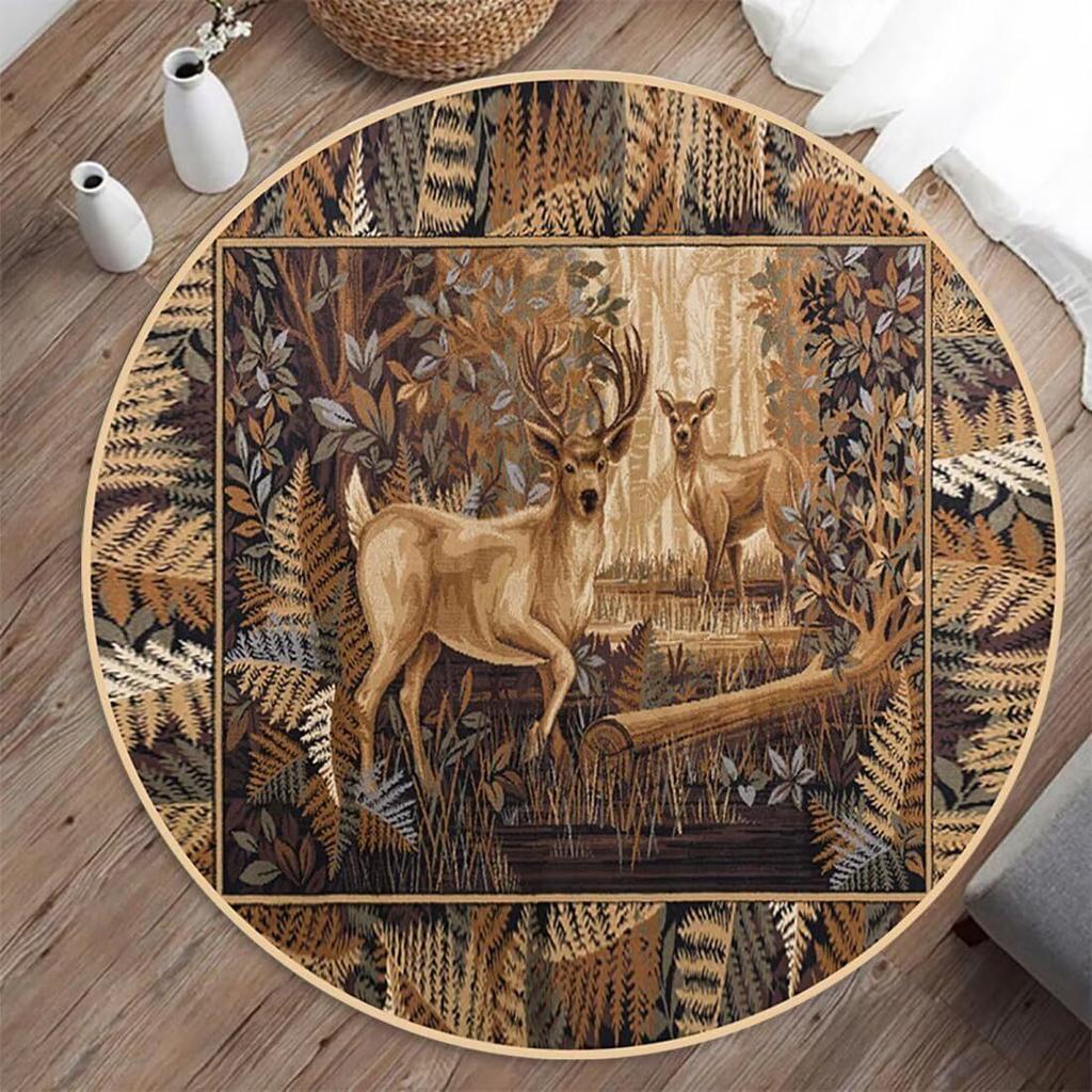 Retro American Carpet Round Chair Carpet Bedroom Bedside Stain Resistant Water Absorbing Carpet