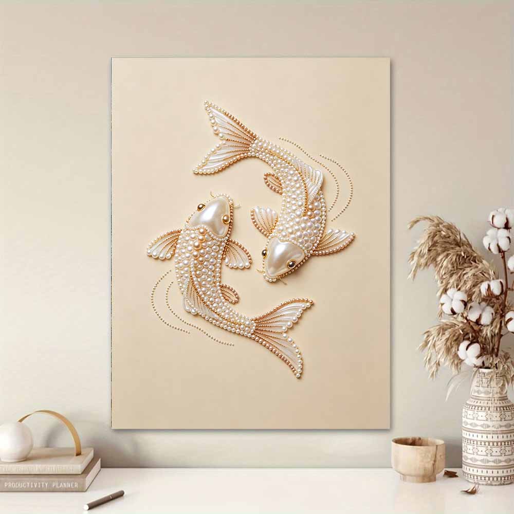 DIY Pearl Embroidery Diamond Painting Kit Koi Fish Sparkling Beads Art Craft Handmade Decoration Gift for Home