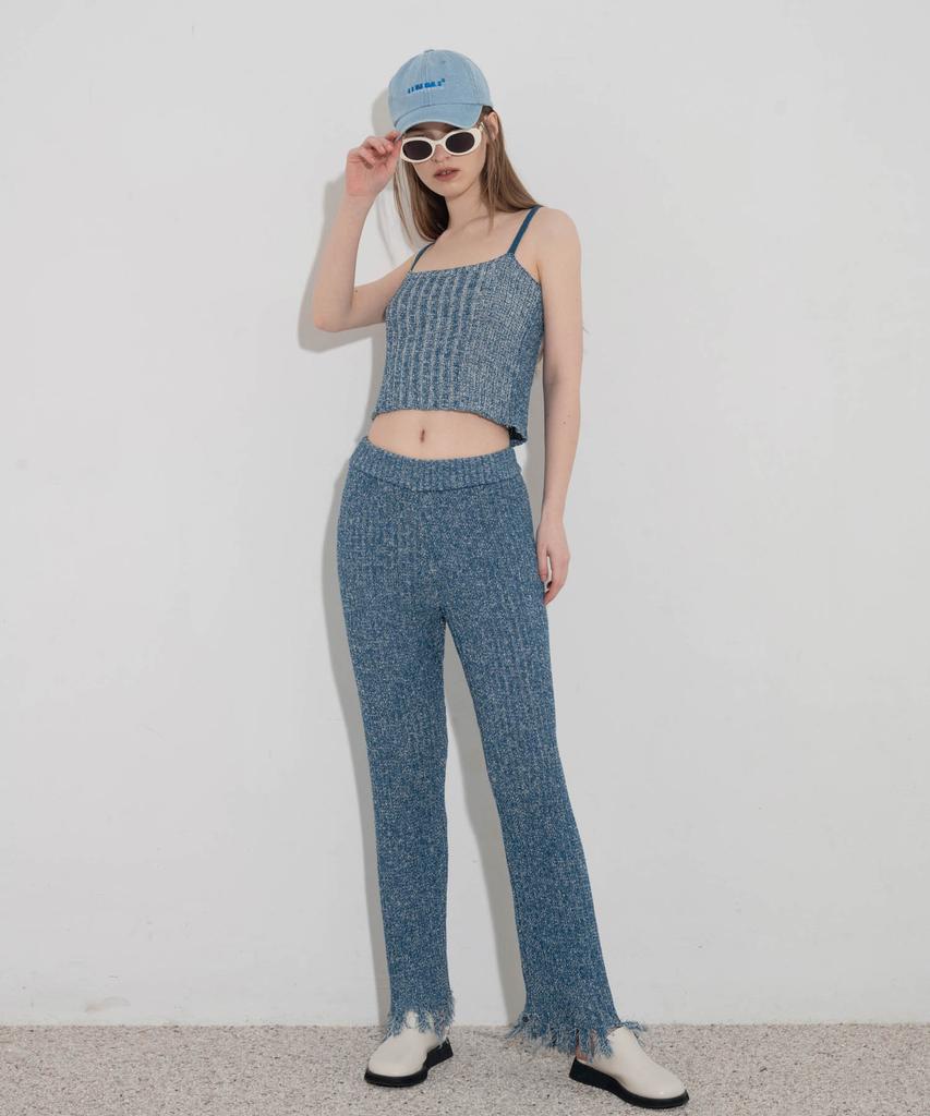UNUSUALNORMAL Damaged Knit Pants_Denim Blue