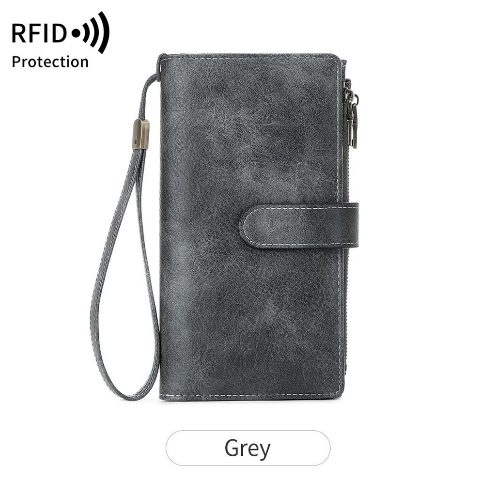 Portafoglio Multifunzionale in Pelle RFID per Donna con Grande Capacità e Stile Vintage