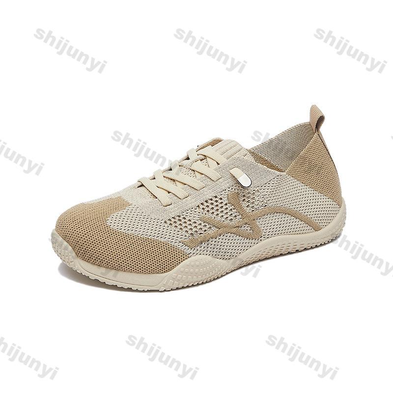 Women Fly Weave Shoes 2025 Summer New Mesh Breathable Outdoor Sports Running Shoes Fashion Lightweight Comfortable Casual Flats