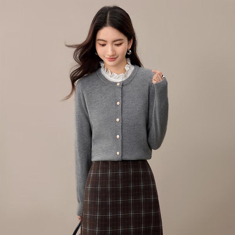 Women's Elegant Round Neck Knit Cardigan
