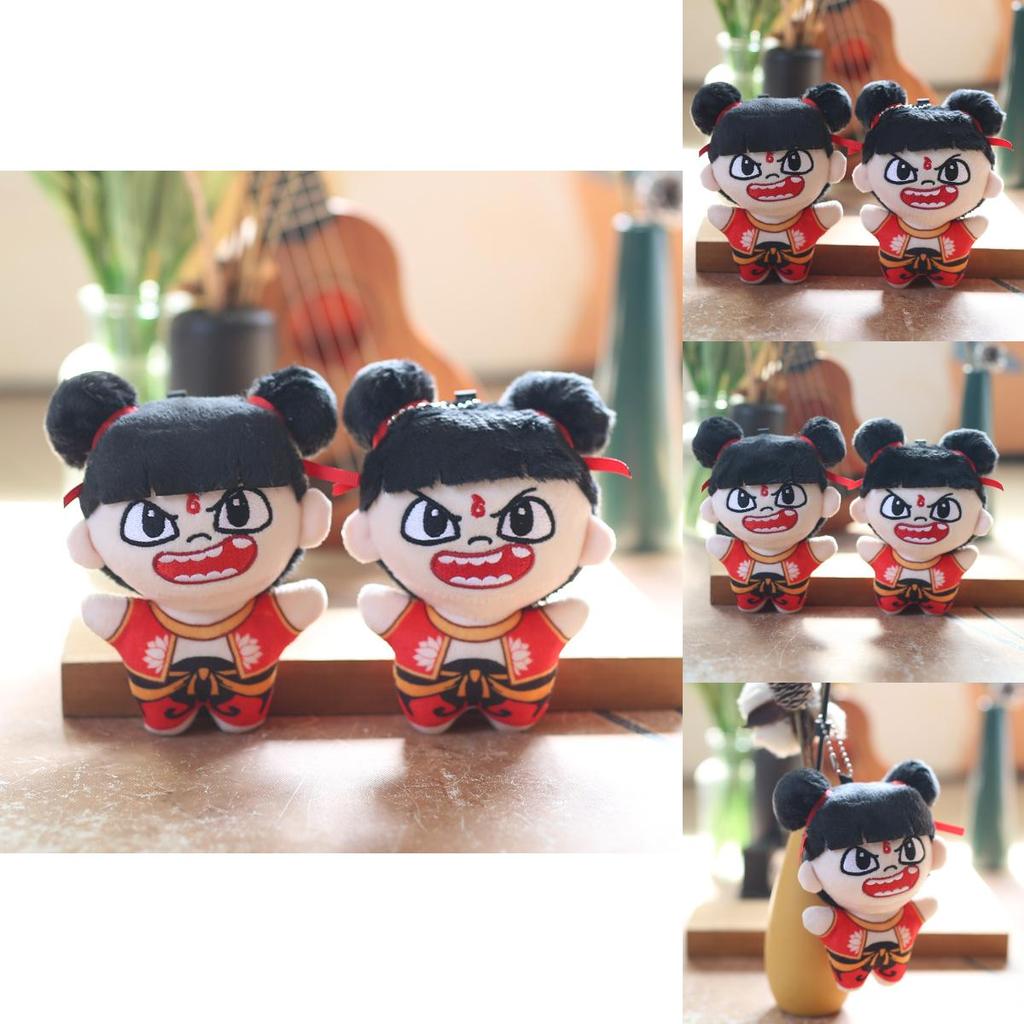 Nezha Plush Toy Keychain Pp Cotton Stuffed Doll Backpack Charm Gift For Kids Teens
