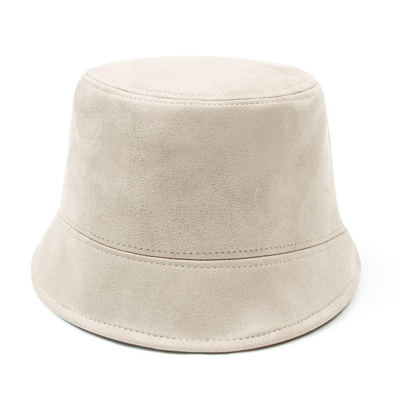 Hat Women's Autumn and Winter Solid Color Suede Fisherman Hat Ins Face Showing Small Bucket Hat Japanese Style Basin Hat for Men
