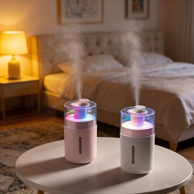 Mini Humidifier for Office and Bedroom Use, Featuring Colorful Atmosphere Lights and Large Mist Volume for Hydration